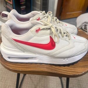 Nike White Sneakers with Bright Red Swoosh air max